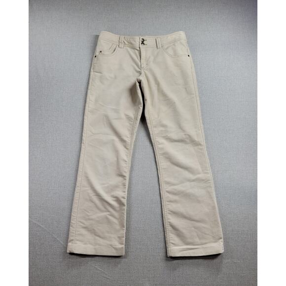 Izod Womens Corduroy Jeans Size 8 Beige Stretch Flare Leg Casual Work Pants - Picture 1 of 10